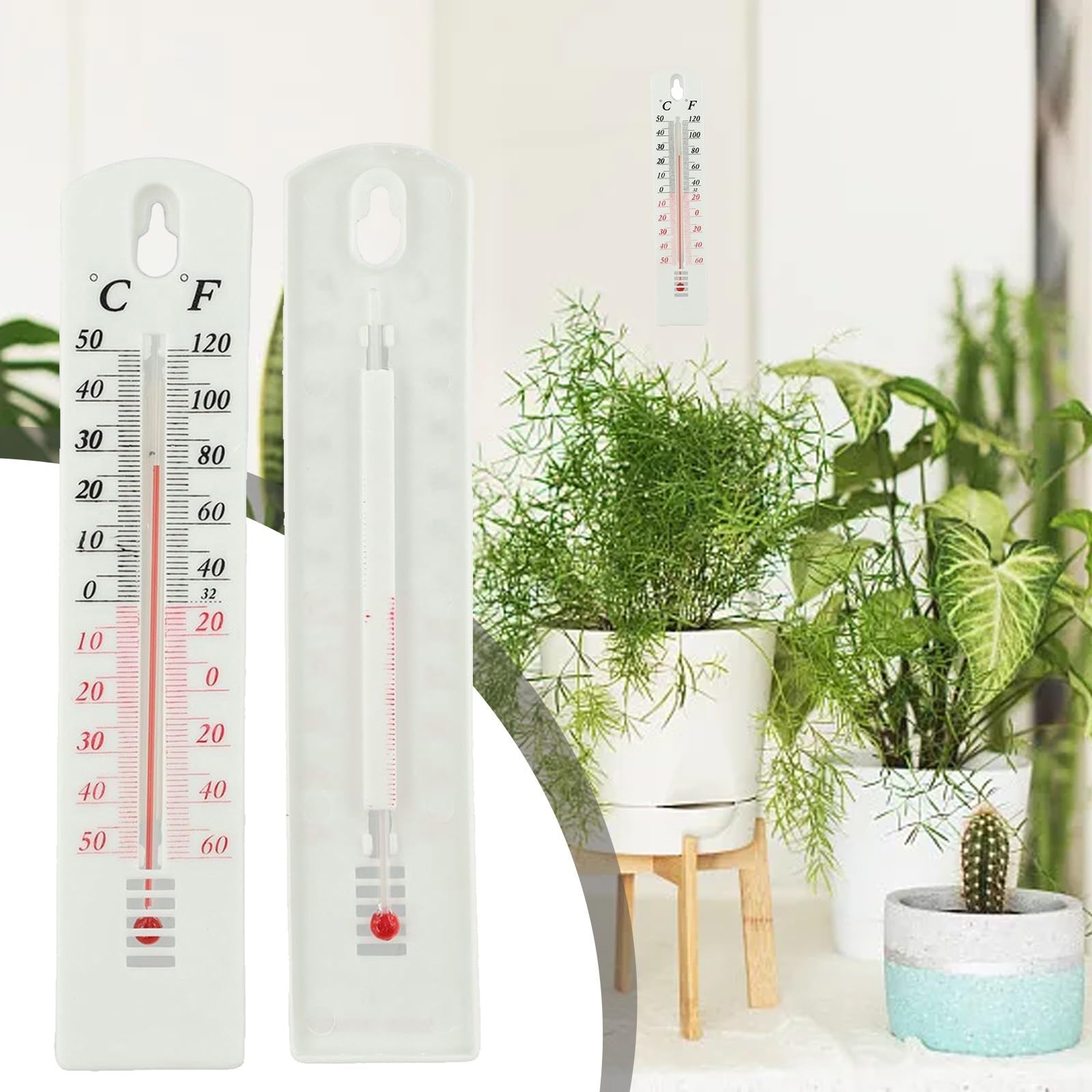 2Pcs Indoor Outdoor Wall Mounted Thermometer Dual Scale Temperature Gauge,for Home Garden Greenhouse Office Room Monitoring -50°C to 50°C