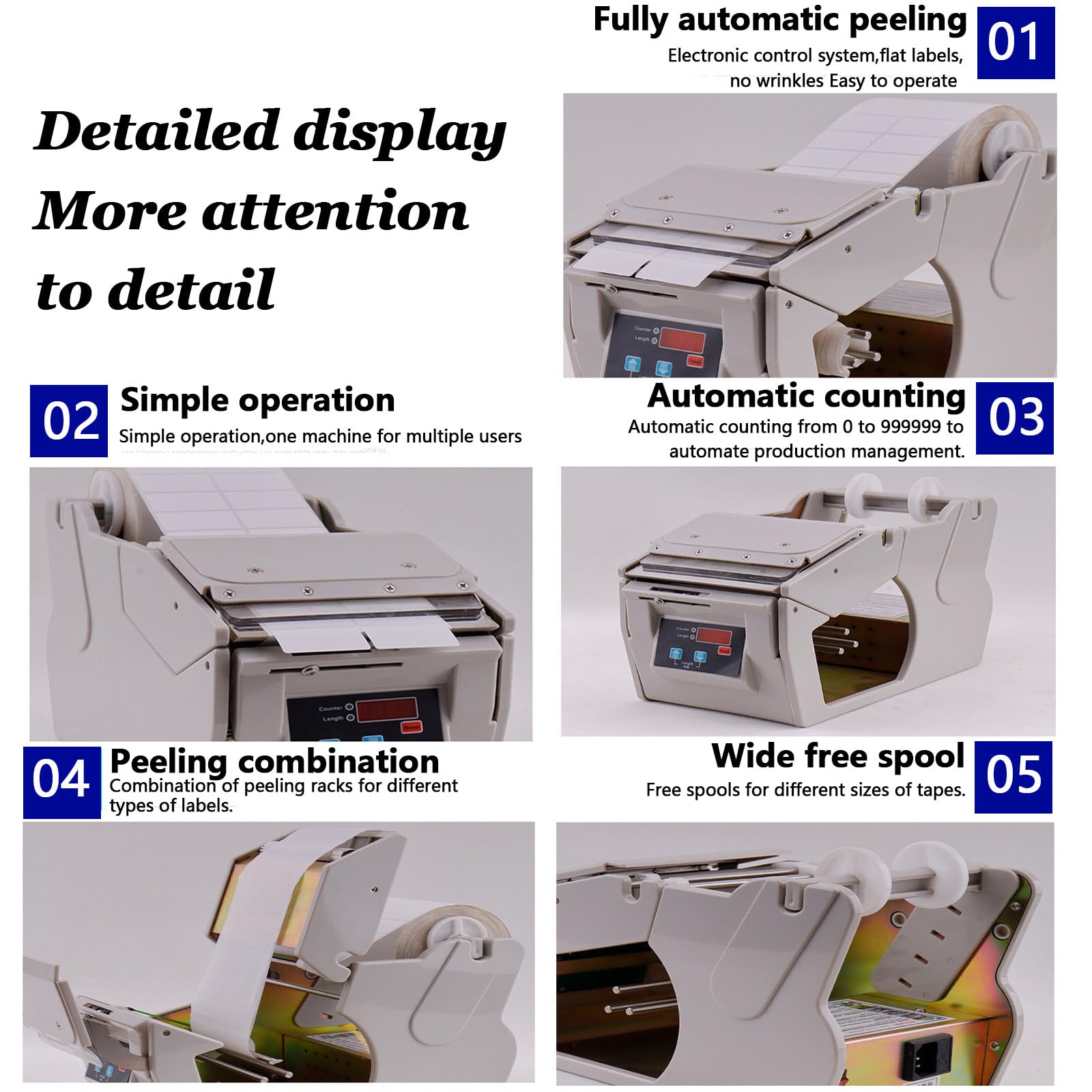 Macchina per Etichette Elettrica Regolabile,Distributore Automatico di Etichette,con Display Digitale,Macchina per Etichette con Conteggio Automatico,X-130mm
