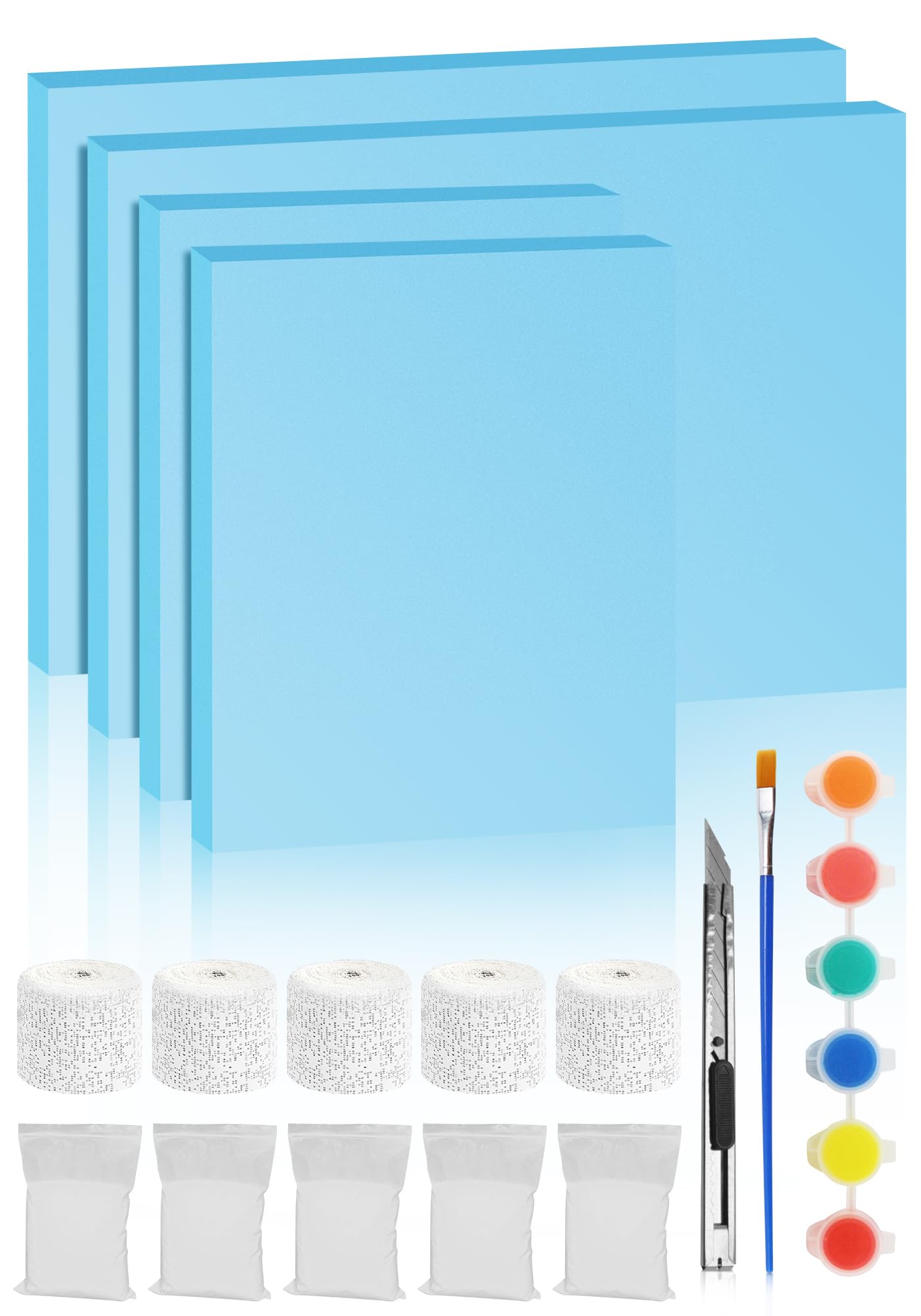 LuckyFoam Blue 12 x 15 and 12 x 7.5 inch Foam Sheets with Plaster 1 Inch Thick Polystyrene Rectangles XPS Foam Board Craft for Insulating DIY Modeling Art Supplies