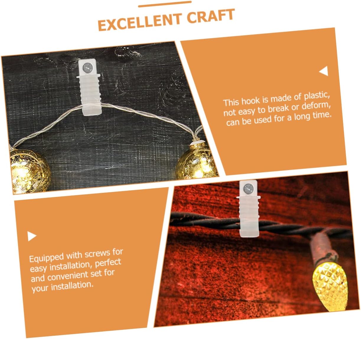 Healifty 4sets Outdoor String Lights Hooks Led Light Clips for Patio String Clips Rope Hanger Hooks 30pcs*4