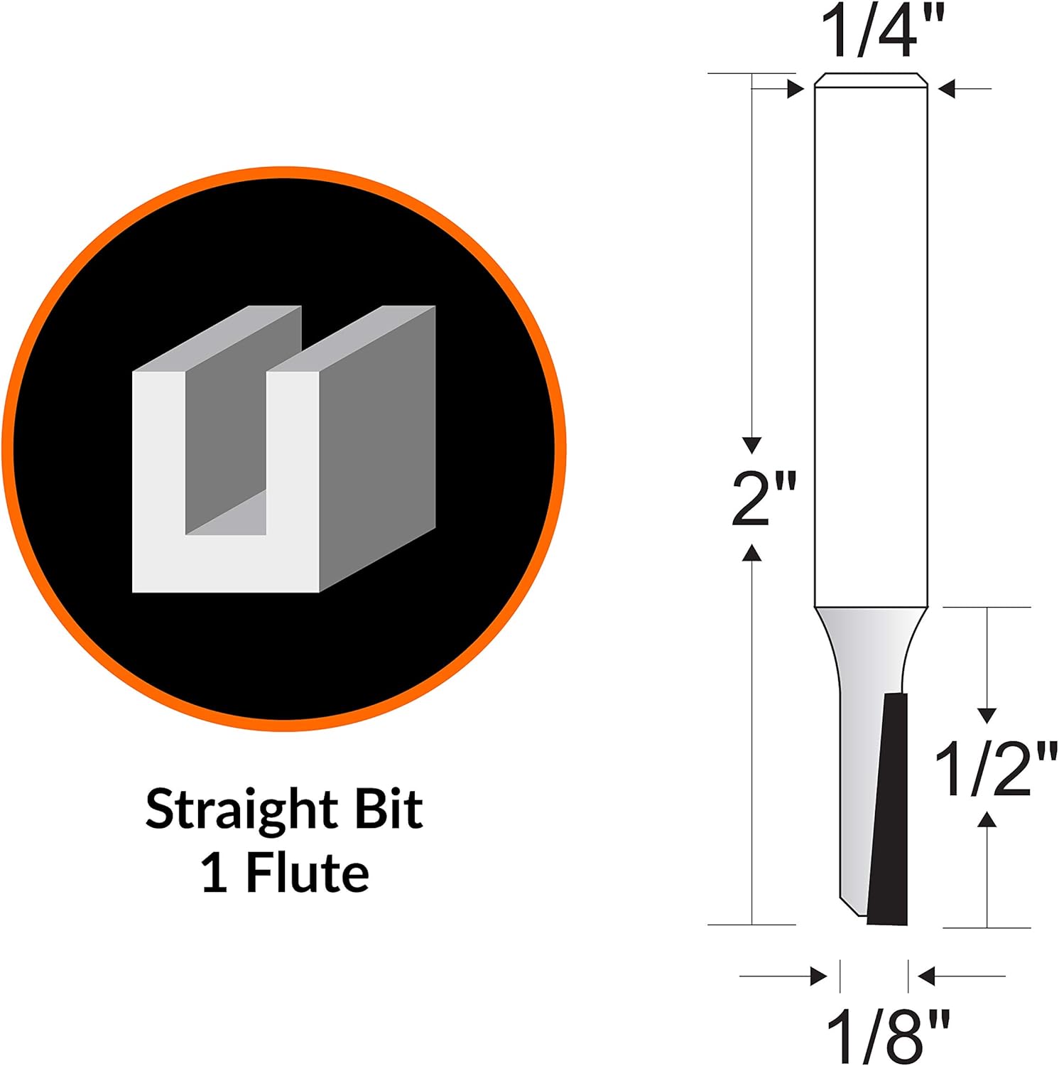 WEN RB001SF 1/8 in. Straight 1-Flute Carbide-Tipped Router Bit with 1/4 in. Shank - - 