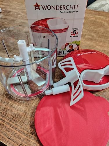 Wonderchef Plastic String Vegetable Chopper, 5 Blade, Red/White