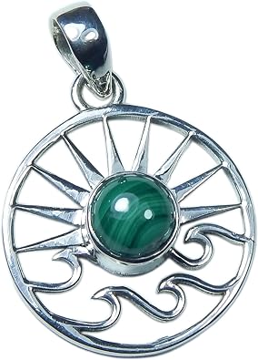 Natural Round Gemstone 925 Sterling Silver Sun Pendant Designer Pendant Gift