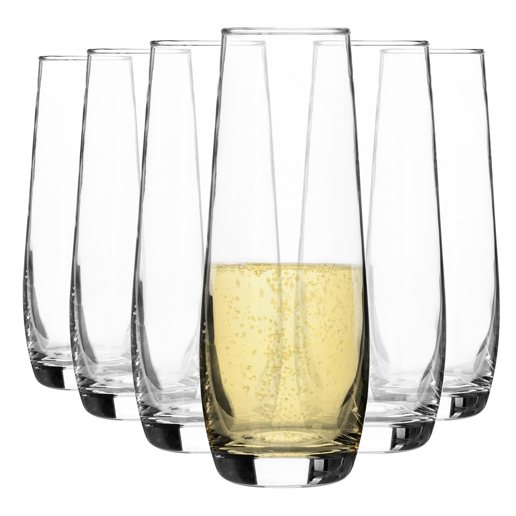 Argon Champagne Flutes - Stemless & Elegant (Set of 6) -1
