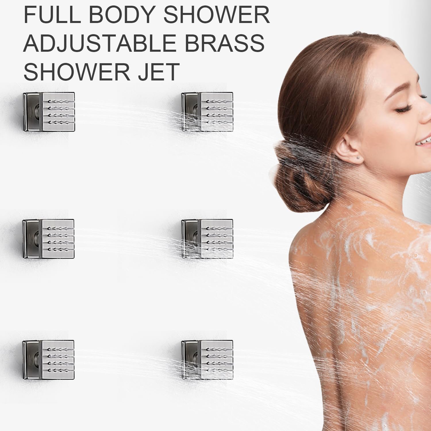 Shower Panel HOMEDEC 16inch Full Body Shower System With 6pcs Massage Body Jets, Matte Black Rain Shower Thermostatic Brass Faucets Complete Set, Ceiling Mounted Led Shower Head