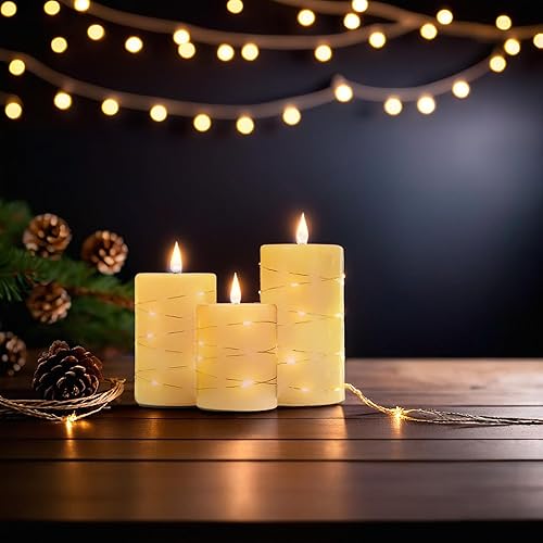 Miniatura 22 de NICEME Velas parpadeantes sin llama con temporizador de control remoto, velas LED de acrílico irrompibles a pilas con llama parpadeante mecha 3D