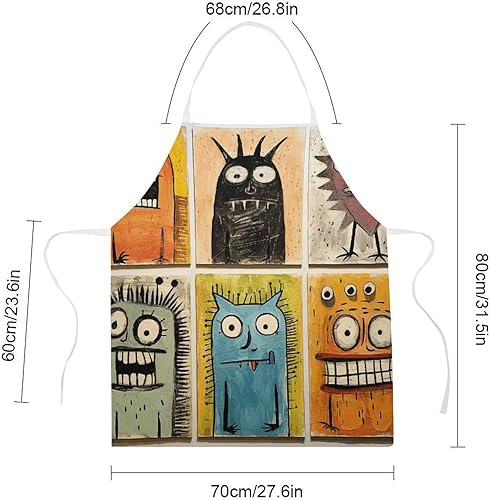 Miniatura 2 de Delantal ajustable con babero para mujeres y hombres, delantales de chef de gato negro dibujado a mano para cocinar