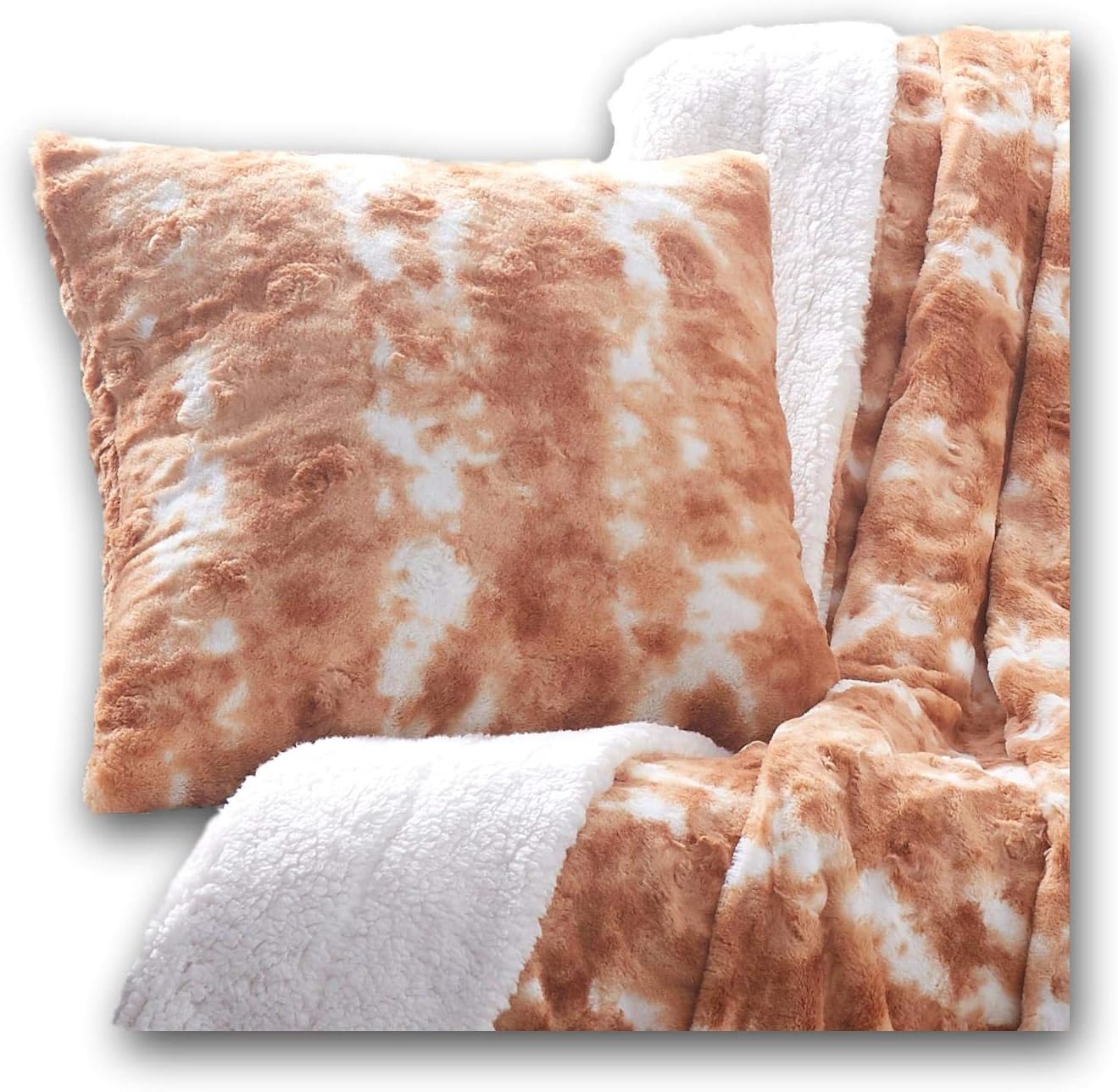 DaDa Bedding Soft Faux Fur Euro Pillow Cover Sham - Fluffy Luxury Blushing Rosey Pastel Cherry Blossom Pink - Decorative Cushion Cases Super Soft Warm Plush - 26" x 26" - 1-Piece