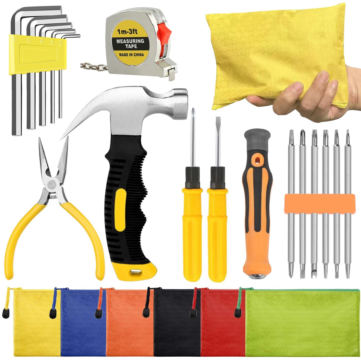 Mini Operation Tool Kit Bulk for Child Shoebox Christmas Gift Small Emergency Compact Tool Set for Beginner, Apartment, Office,DIY Projects, Home