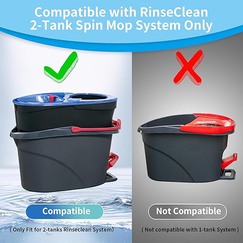 Miniatura 2 de Paquete de 4 cabezales de repuesto para trapeador giratorio compatible con el sistema RinseClean de 2 tanques, solo repuestos de microfibra (4)