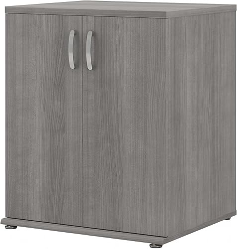Bush Business Furniture Universal Floor Storage Cabinet with Doors and Shelves in Platinum Gray Platino/Gris,Gris (Storm Gray),Blanco