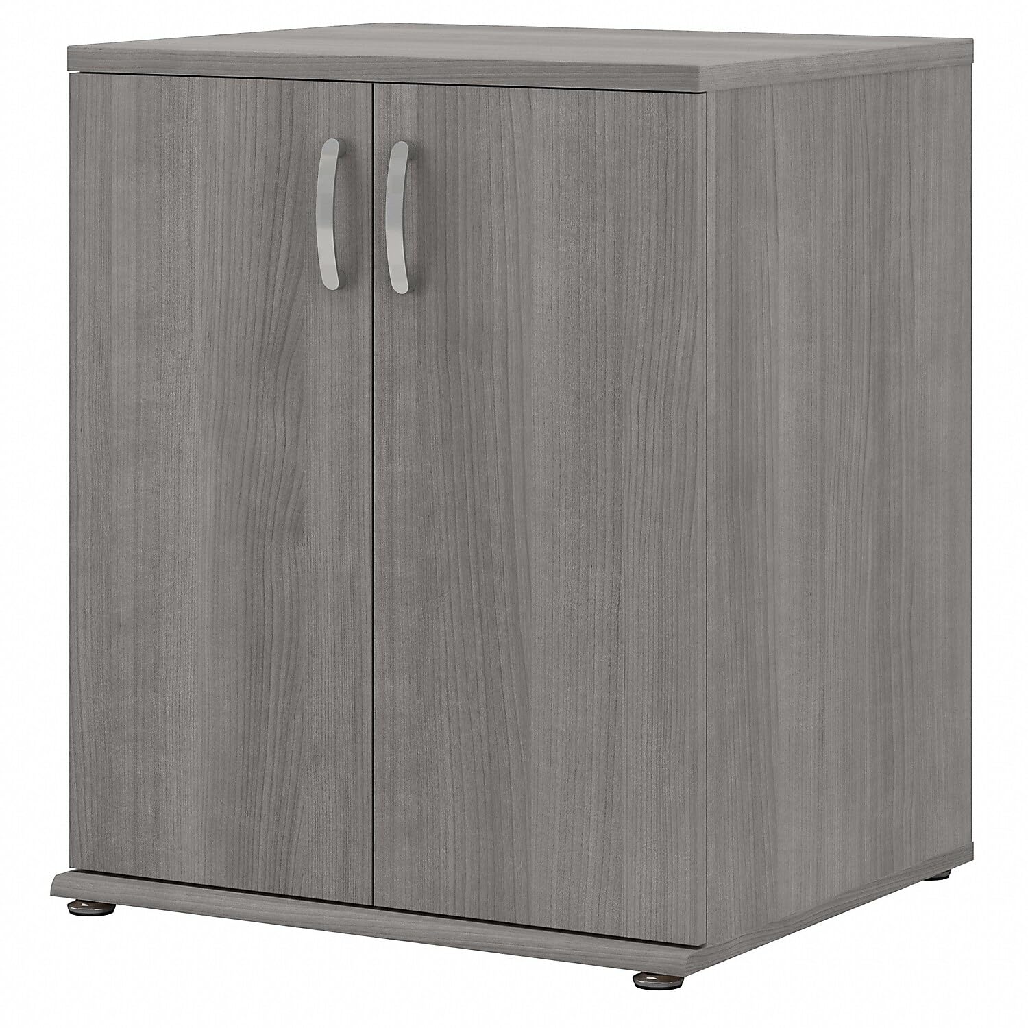 Bush Business Furniture Universal Floor Storage Cabinet with Doors and Shelves in Platinum Gray Vertical Office Storage Unit