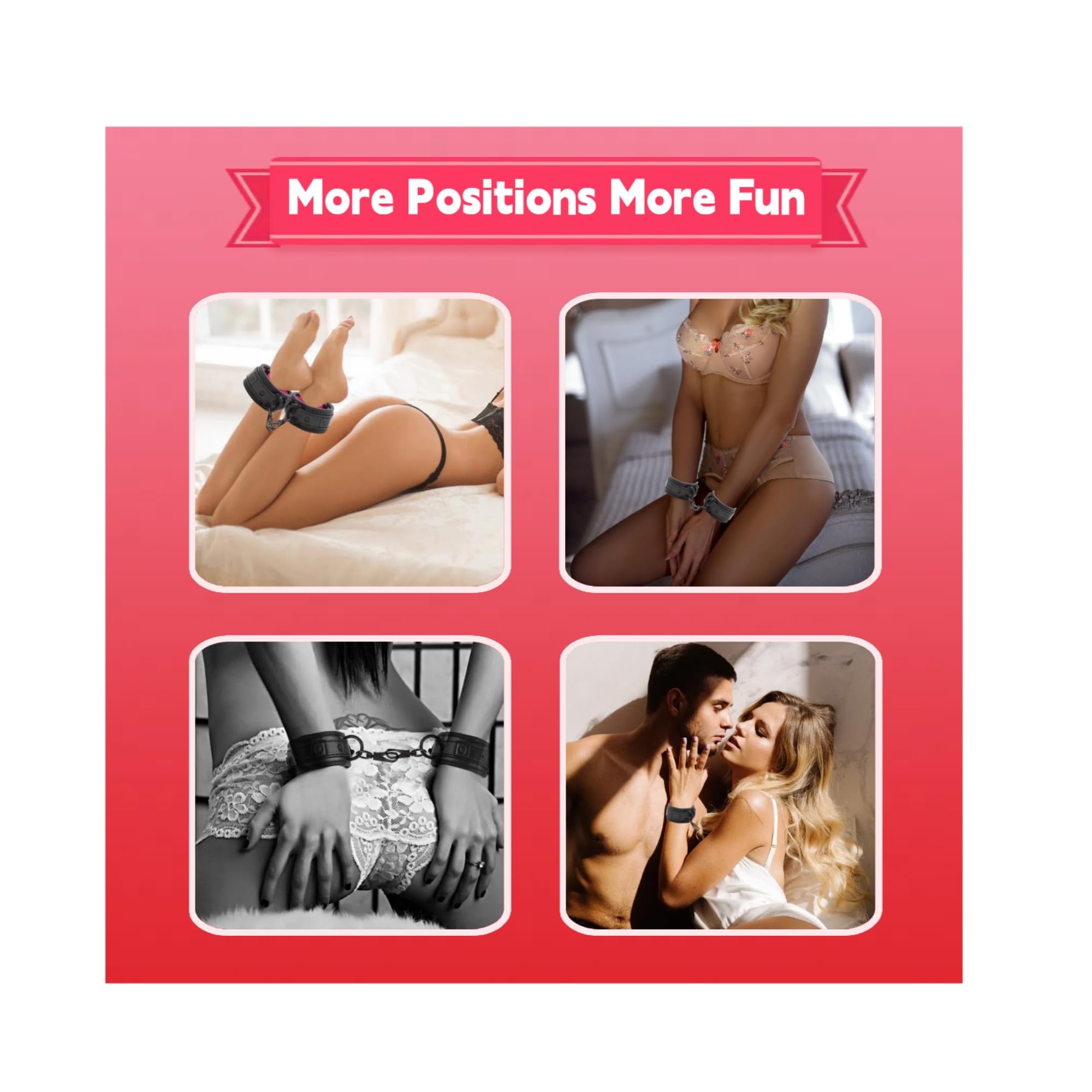 Bondage Handcuffs BDSM Sex Restraints Toys PU Leather Cuffs Sex Toys Adjustable Adult Fetish Erotic Slave SM Game for Couples Women Men (): Pink