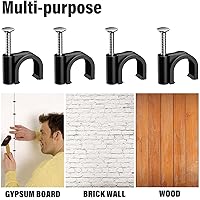 Vista 6 de Easytle Abrazaderas de cable de plástico, 100 clips de cable de 0.394 pulgadas, clips de cable coaxial, clips de cable coaxial, clips de cable