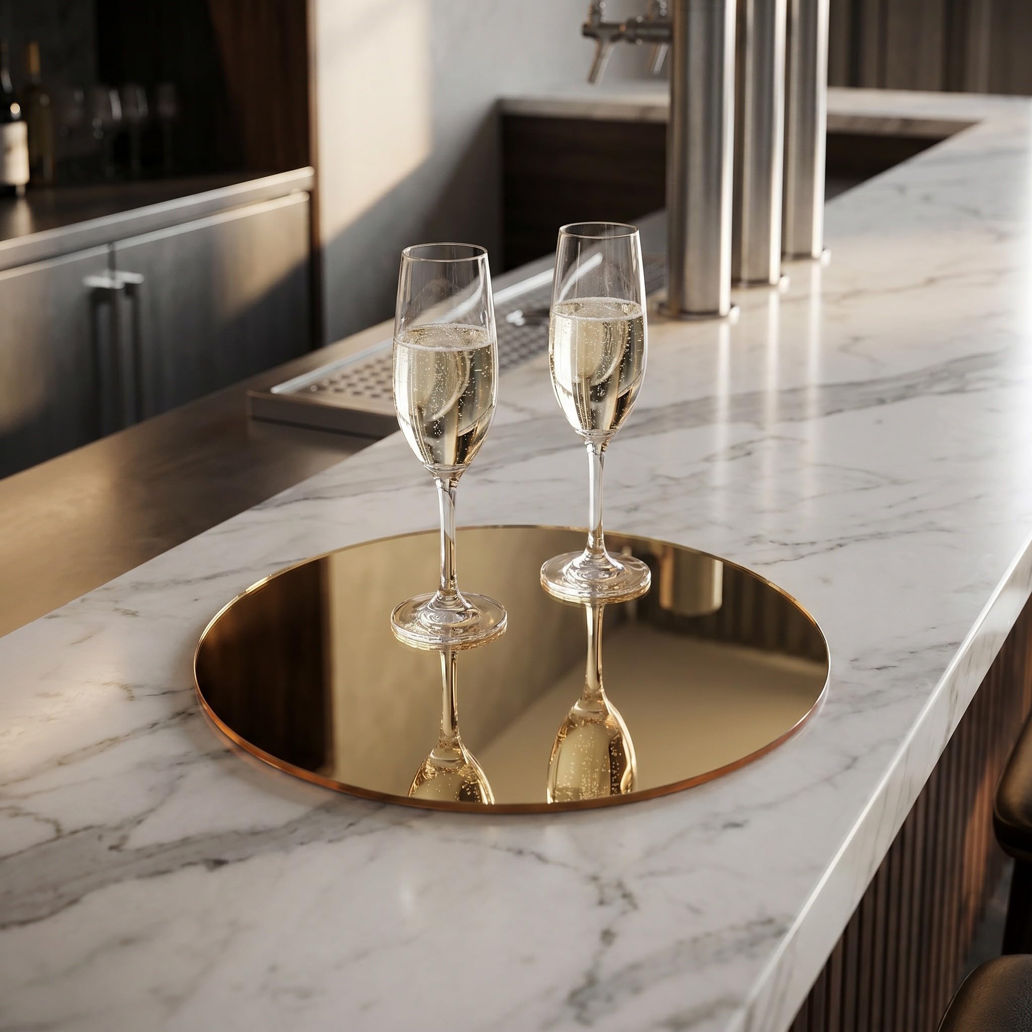 Operitacx Set di 4 vassoi decorativi rotondi in acrilico, specchietti in acrilico da 30 cm (11,8") ideali per centrotavola, esposizione di profumi, decorazioni per matrimoni e servizi
