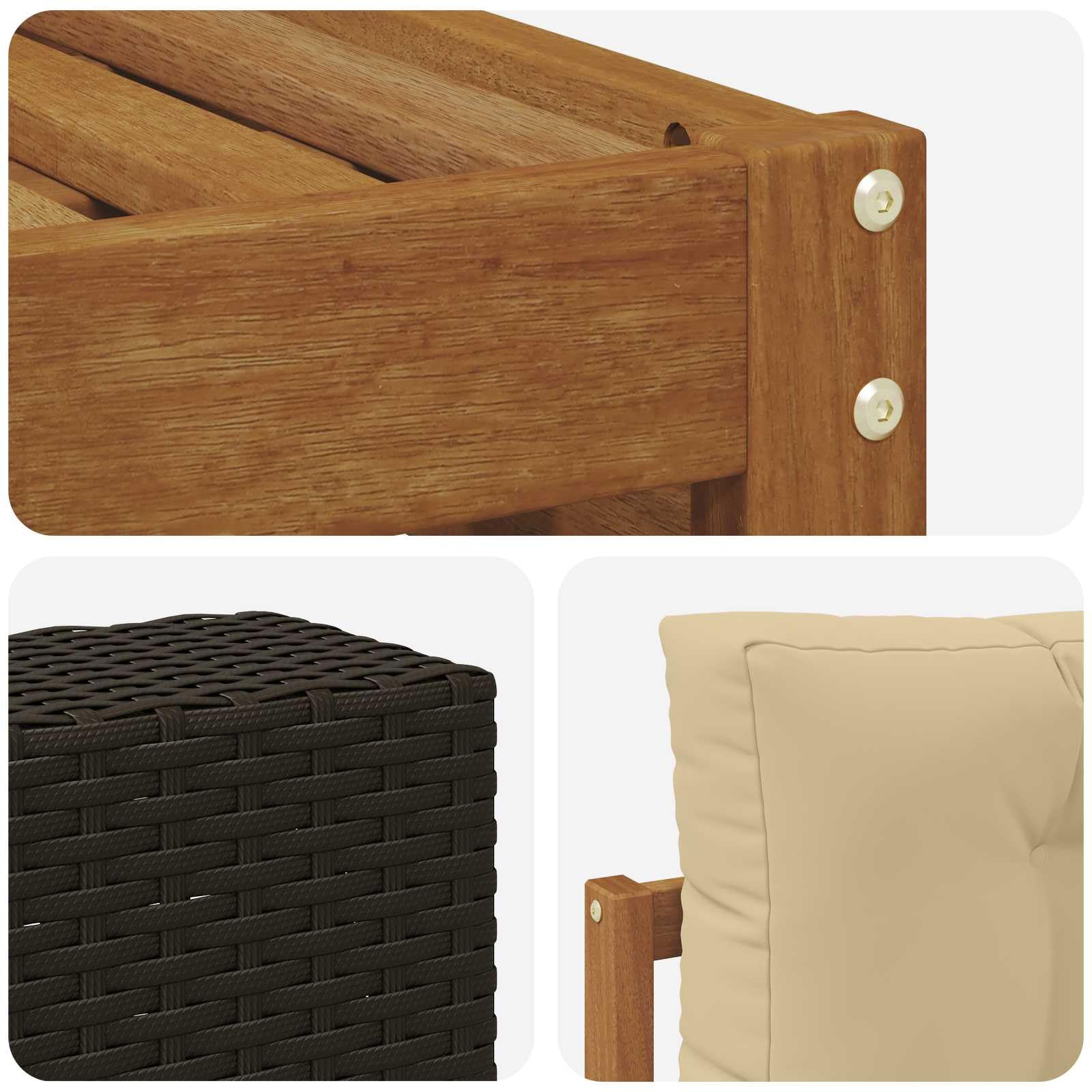 Sofaset für den Außenbereich, 6-teilig, aus massivem Akazienholz