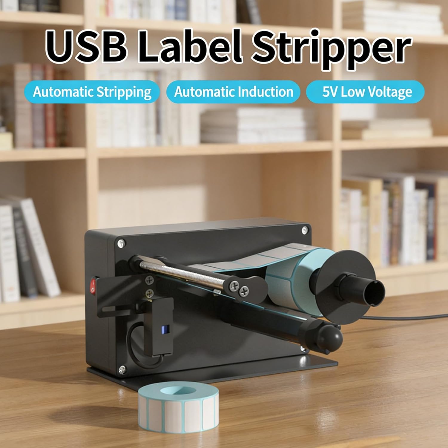 Automatic Label Dispenser, Portable Electric Label Dispenser, Label Applicator, W/Intelligent Sensing, Single/Multi-Row Compatibility, for Shipping/Document/Reminding Labels