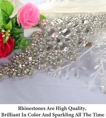 Miniatura 9 de Apliques de cuentas de diamantes de imitación iridiscentes para vestidos vintage de cristal para novia, cinturón de vestido de novia