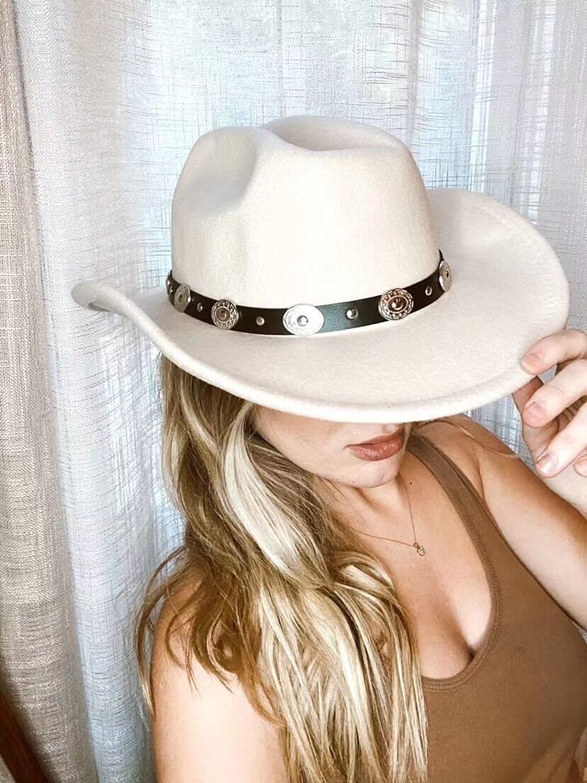 Retro Felt Wide Brim Cowboy Hat with Wind Lanyard Segolike Retro Felt Western Cowboy Hat, Sun Protection  main image 4