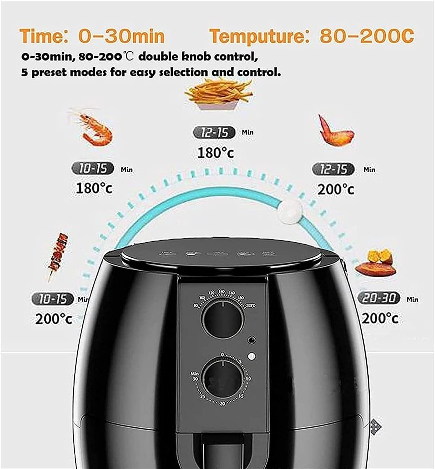 Air Fryer Hot Air Fryers Oven Oilless Cooker with Temperature Control Non-Stick Fry Basket Auto Shut Off Feature 1350W Black