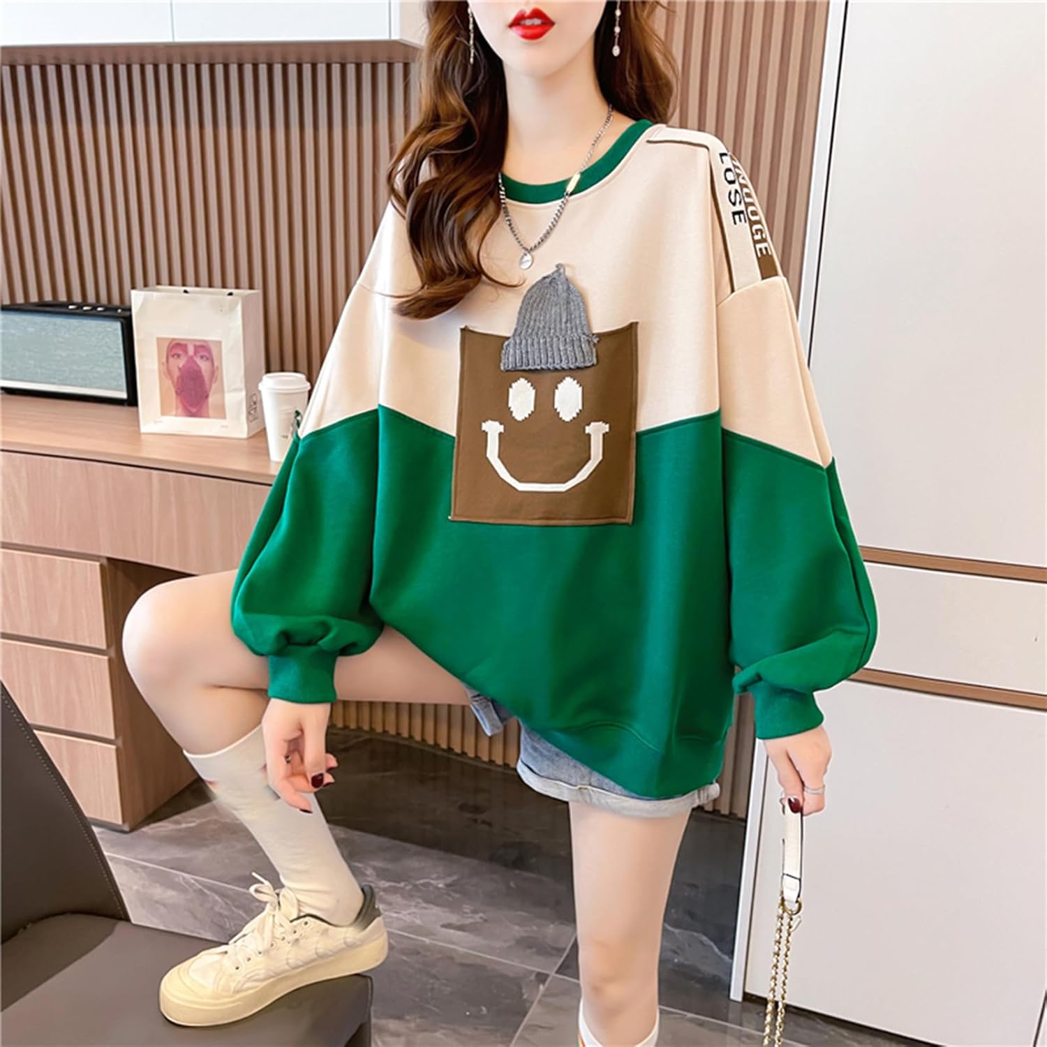 [ＭｅｎｇＦａｎ] トレーナー パーカー レディース 春秋 カジュアル スウェット パーカー 可愛い トップス プルオーバー ゆった