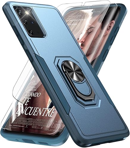 YmhxcY - Funda para Galaxy S20 Plus con 2 unidades de película de TPU flexible autorreparable, grado militar, soporte de anillo de 360 a prueba de