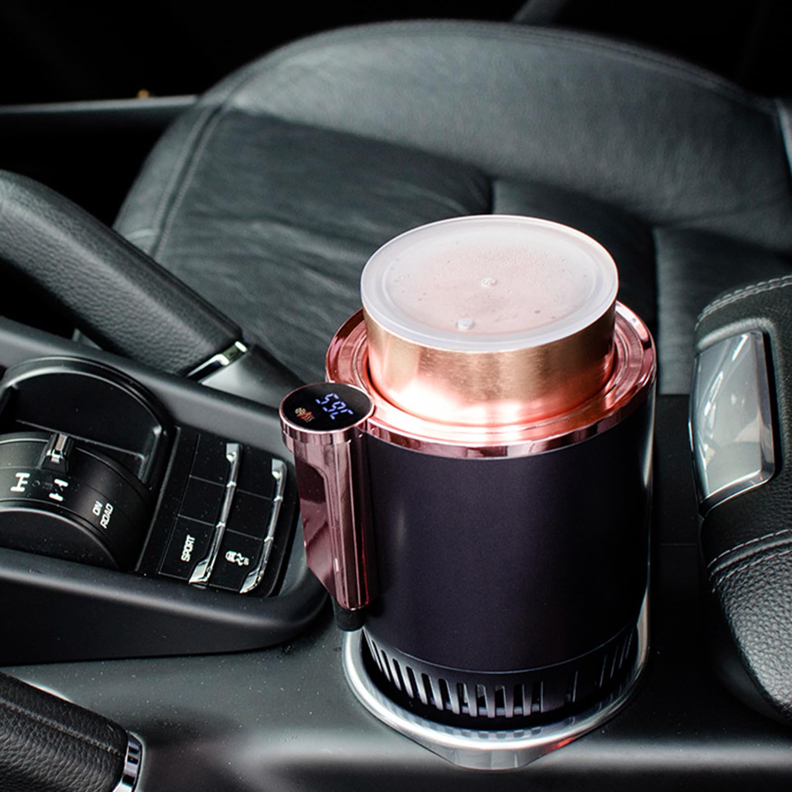Innovativer Kfz Tassenkühler Wärmer 2-in-1-Fahrzeug Getränkehalter Mit Temperaturanzeige Für Kaffee Und Getränke