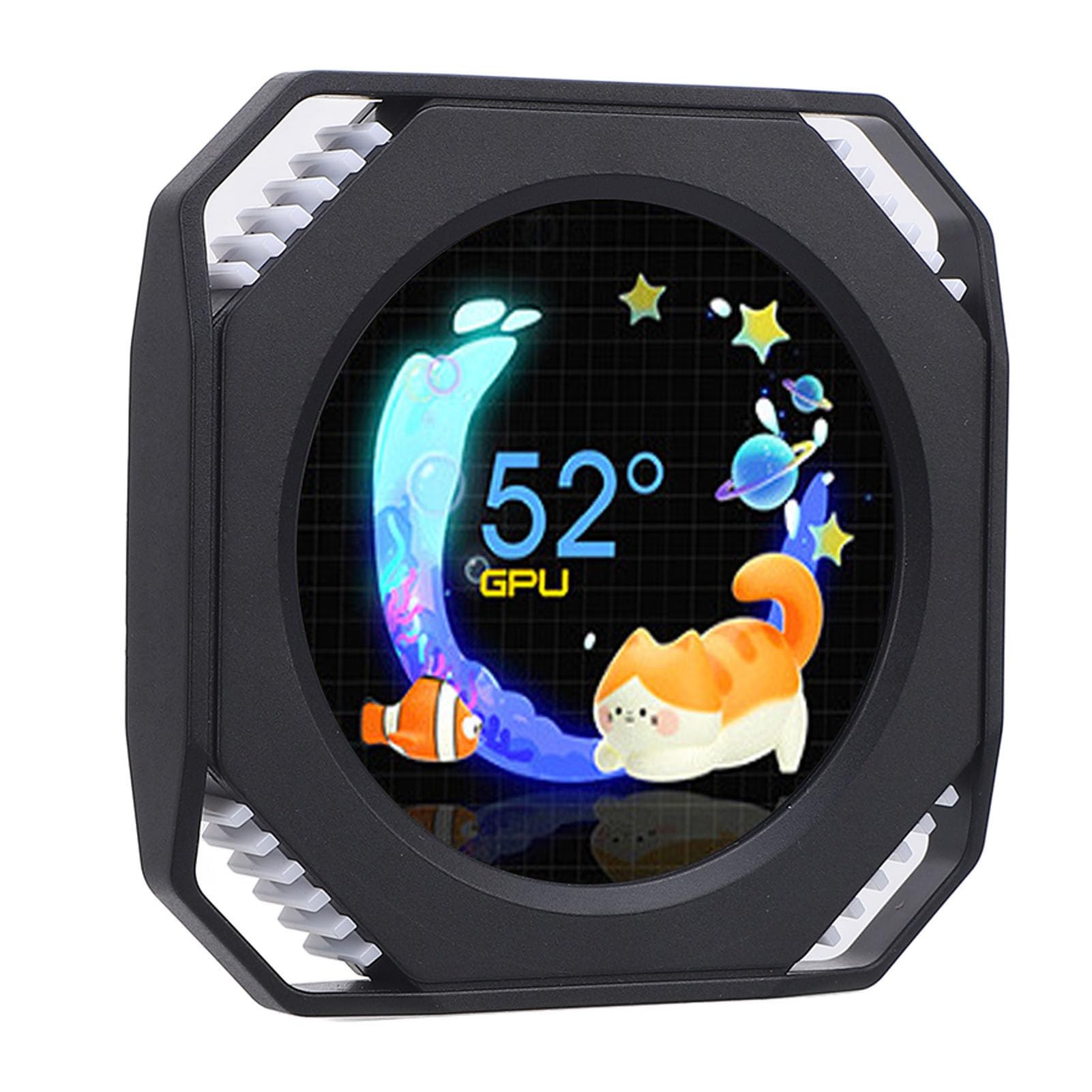 Generic Pulpit RGB Ambient Monitor do Wyświetlania Temperatury Komputera PC – Łatwa Konfiguracja i Edycja Wizualna – Dodatkowy Monitor DIY dla Entuzjastów Komputerów (BLACK)
