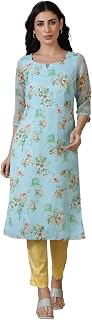 Aurelia Women's Chiffon Regular Fit Floral Regular Kurtas