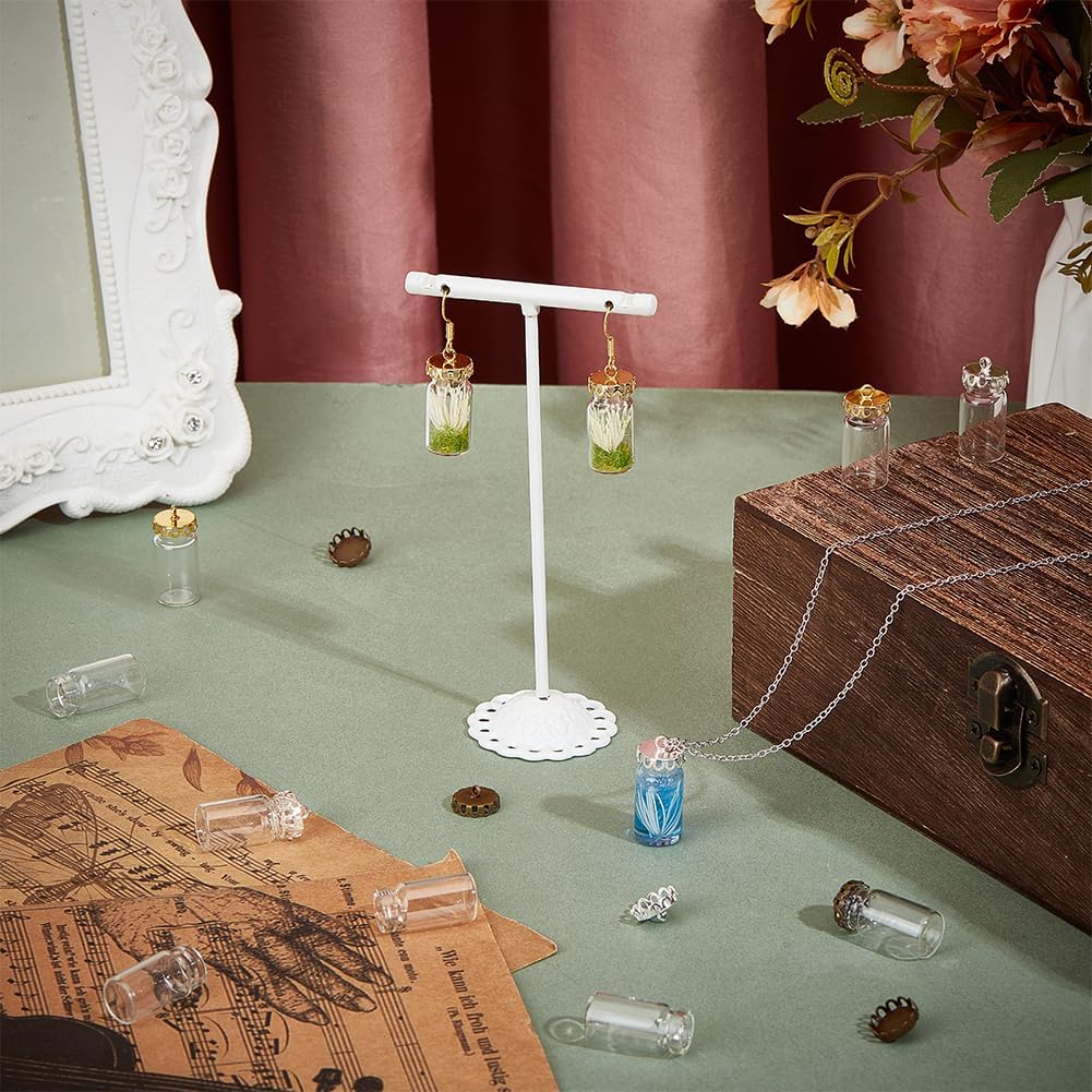 BENECREAT 12Pcs Clear Tube Glass Pendant with Finding, 1x0.43 Inch Hollow Glass Dome Vial Pendant with 3 Colors Metal Base Charms for Necklaces DIY Jewelry Making - Image 4