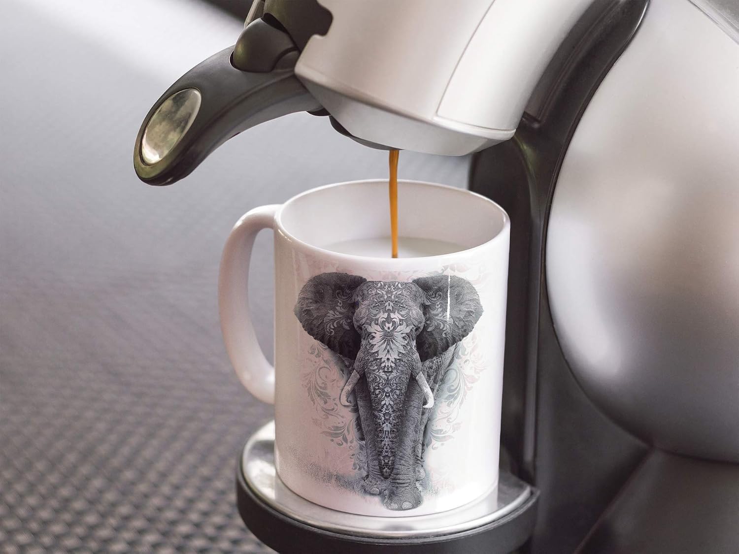 Sweet Gisele Elephant Mug, Cute Animal Ceramic Travel Mugs, Coffee Lovers Cup, Elephants Design, Great Novelty Gifts, Decorative Home Kitchen Drinkwear, Multi Color 11 Fl Oz image 3