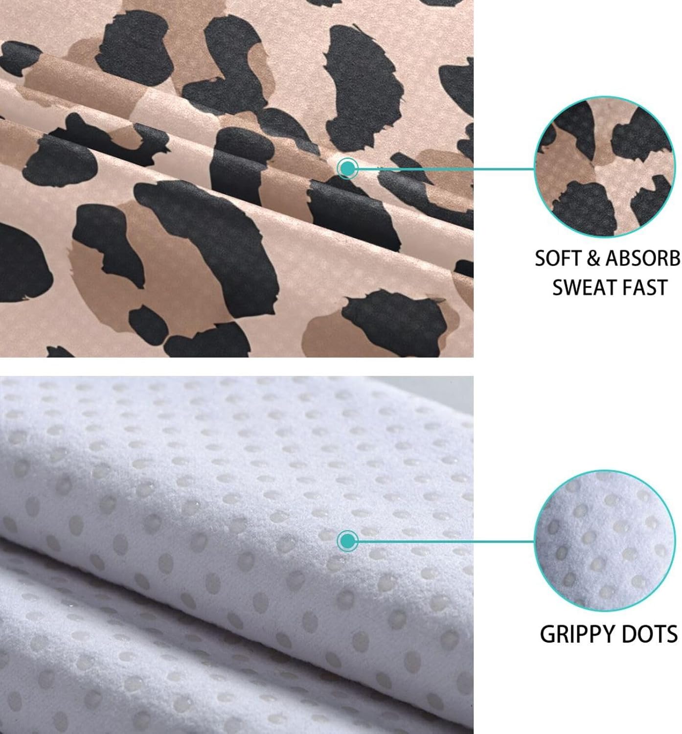 ALAZA Vintage Animal Leopard Pattern Yoga Towel Non Slip Soft Sweat Absorbent Mat Towel for Hot Yoga Exercise Pilates 73x27 Inches