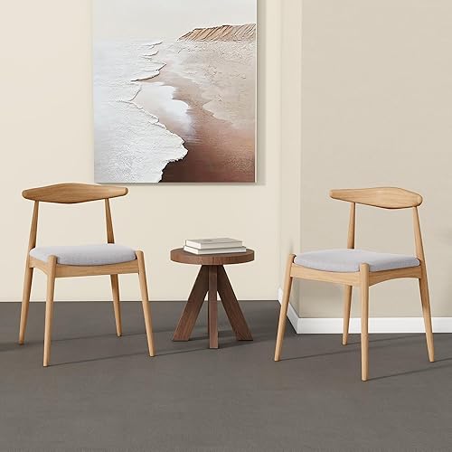 Miniatura 2 de Set of 2 Rubberwood Dining Chairs with Ergonomic Backrest & Comfort Cushions - Solid Wood Table & Chair Sets, Desk Chair for Dining Room, Kitchen,