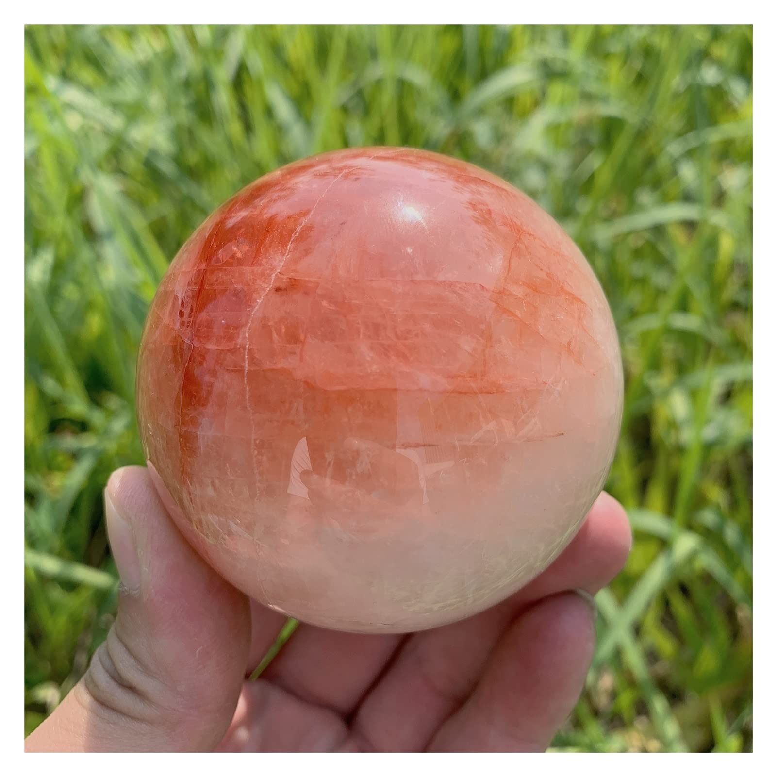 Natürliche Kristalle Red Fire Quartz Sphere Ball Reiki Stones Room Home Office Aquarium Dekoration Zubehör Edelstein Quarzsteine ERTEYIN (Size : 7-7.5cm)