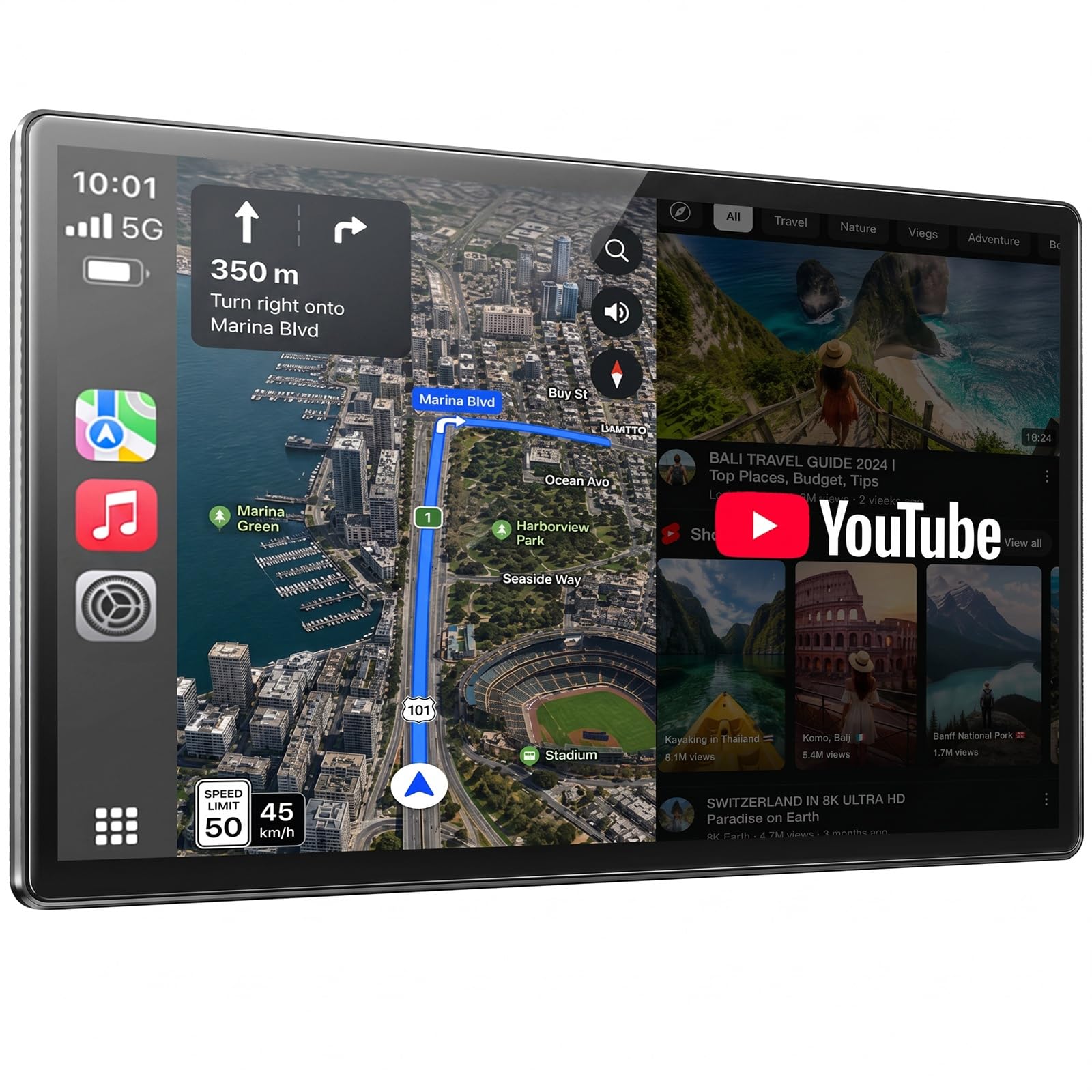 LAMTTO Extra Large 11 Inch Carplay Screen for Car, Built-in YouTube/TikTok Entertainment Video APPs, Backup Camera, Wireless Car Play and Android Auto Screen with Navigation/Voice Assistant/OTA Update