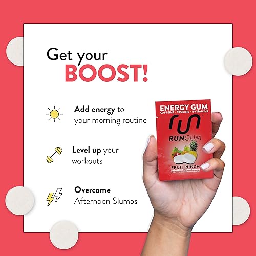 Vista 17 de RUN GUM Cinnamon Energy Gum 50 mg de cafeína, taurina y vitaminas B por pieza, 24 piezas (paquete de 12), 2 piezas = 1 café o bebida energética, sin