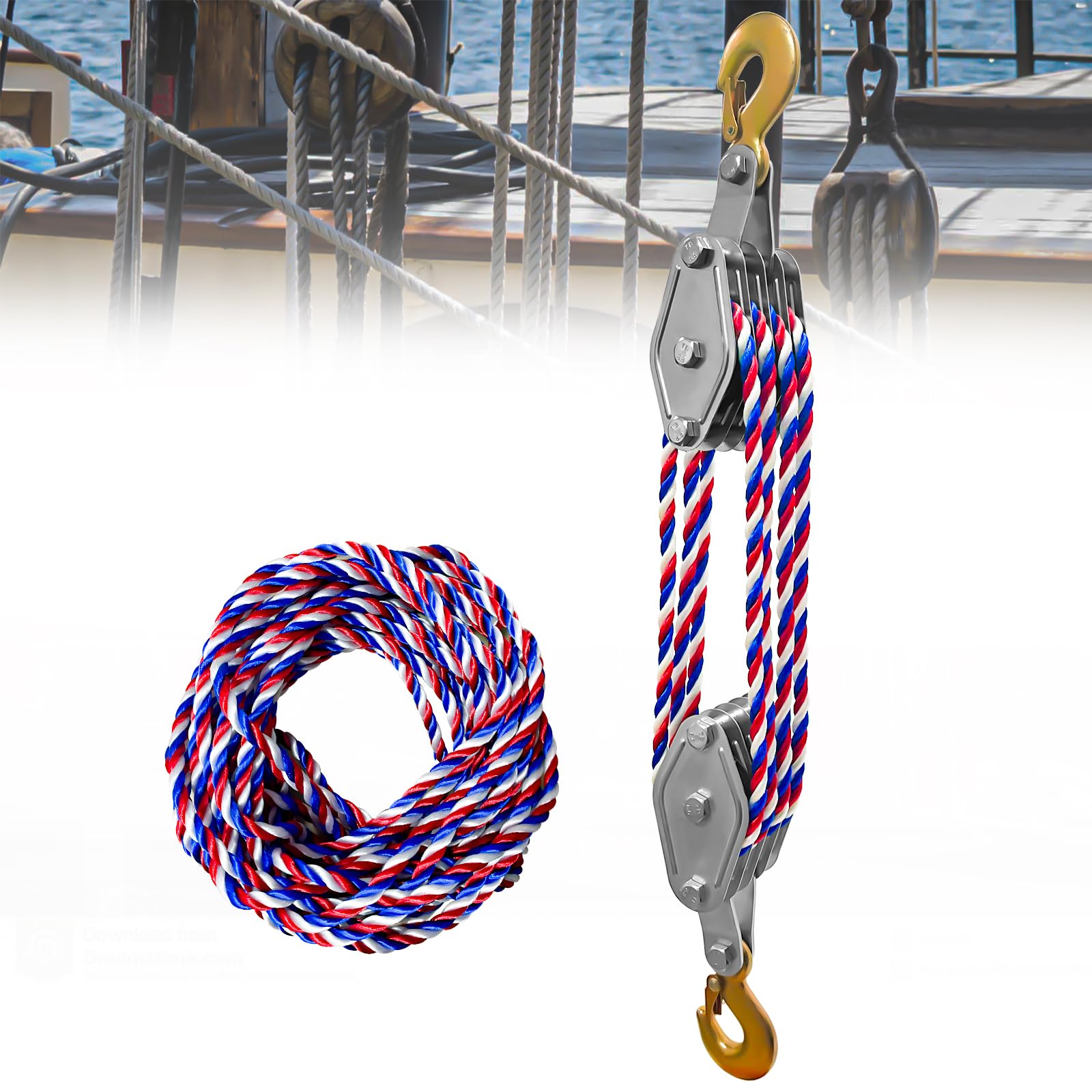 FITHOIST Colorful Block And Tackle 2200 Lbs, 4400 LBS