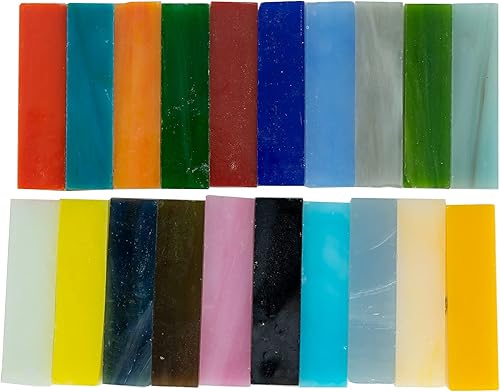 Miniatura 4 de Azulejos de mosaico rectangulares con tiras de vidrieras, 0.4 x 1.6 pulgadas, piezas de mosaico de vidrio de catedral para manualidades, varios