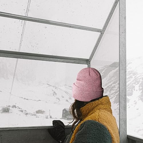 Miniatura 4 de Achiou Gorro de punto para mujer, gorro de esquí de invierno para hombre, gorro cálido con puños, suave y holgado de punto, gorra unisex