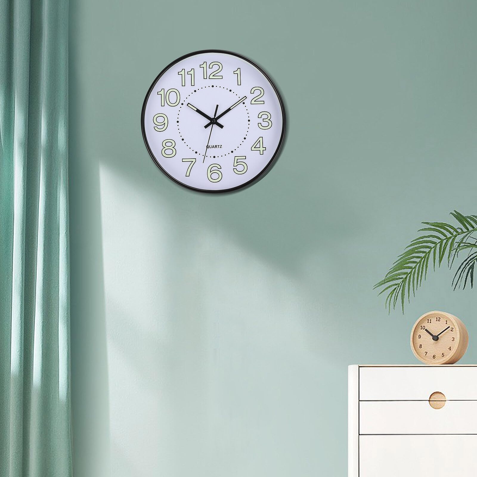 M.J COMFY-LIFE 12-Inch Glow-in-the-Dark Wall Clock - Silent Non-Ticking Round Clock with Night Light - Perfect for Bedroom, Living Room & Office (Black)