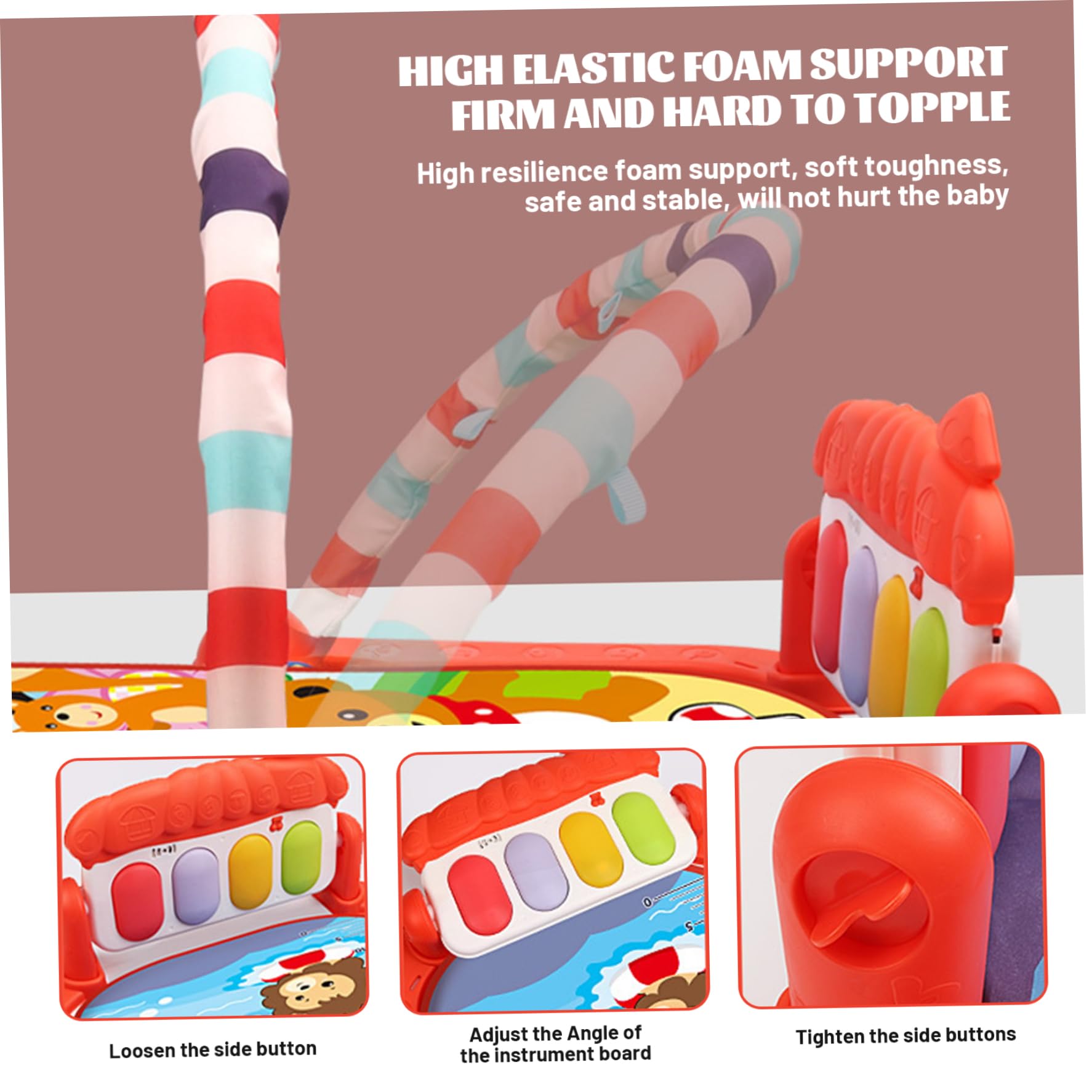 Centre d'activité pour bébé avec music et léger et facile le tapis de jeu de gymnase pour bébé avec un tapis jeu amovible pendentiel avec un tableau ajusté pour les nouveau-nés les tout-petits