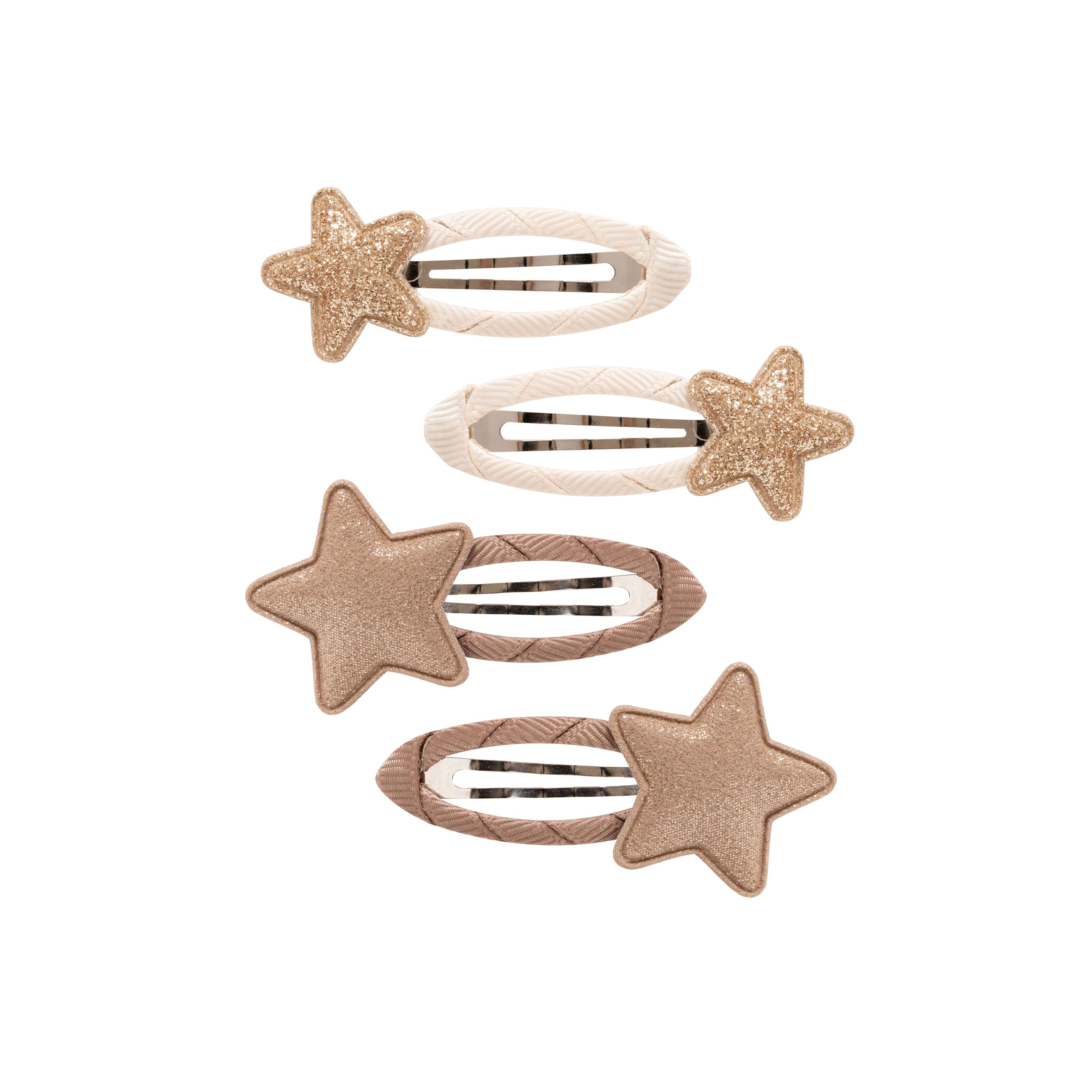Star Pair Hair Clip Set, Gold Rush/Mocha, 1 count (Pack of 4)