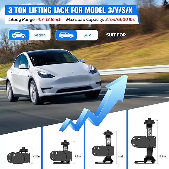 Electric Car Jack for Tesla, 3 Ton Tesla Tire Jack Repair Tools Portable, Electric Lifting Jack for Model Y/3/S/X