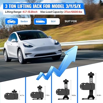 Electric Car Jack for Tesla, 3 Ton Tesla Tire Jack Repair Tools Portable, Electric Lifting Jack for Model Y/3/S/X