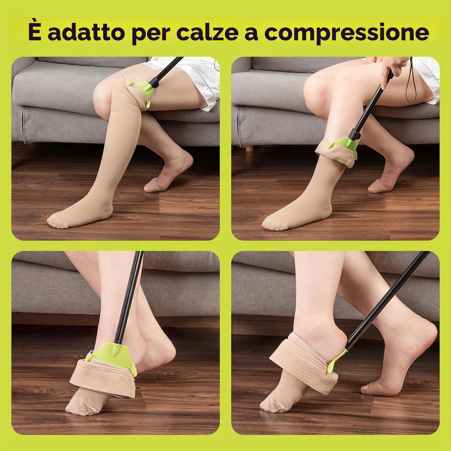 Aiuto estraibile per calze a compressione e calze – Calzascarpe multifunzione retrattile – Assistente allungabile per anziani e disabili.