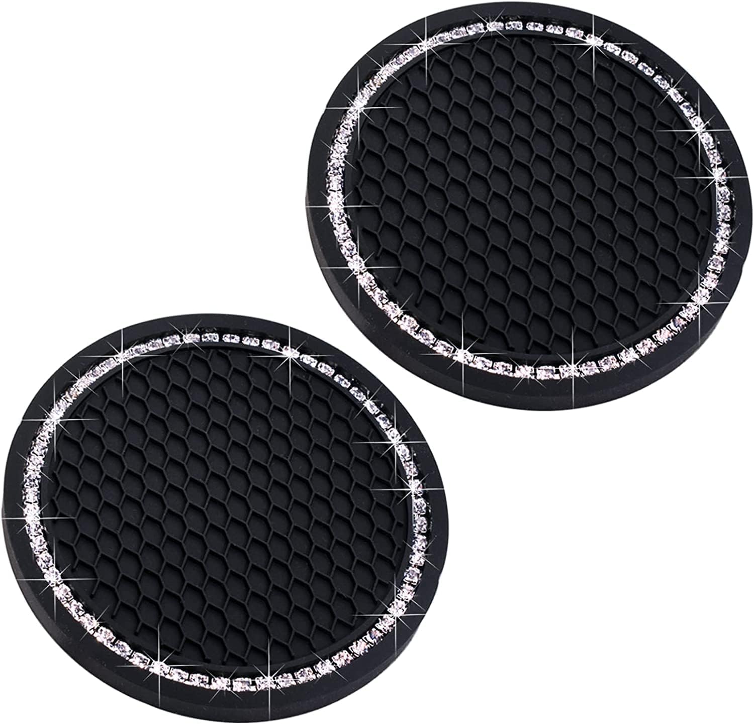 Bling Universal Vehicle Cup Holder Insert Coaster Car Interior Accessories -2.75 inch,Rhinestone Anti Slip Car Coaster for Women (Pack of 2)