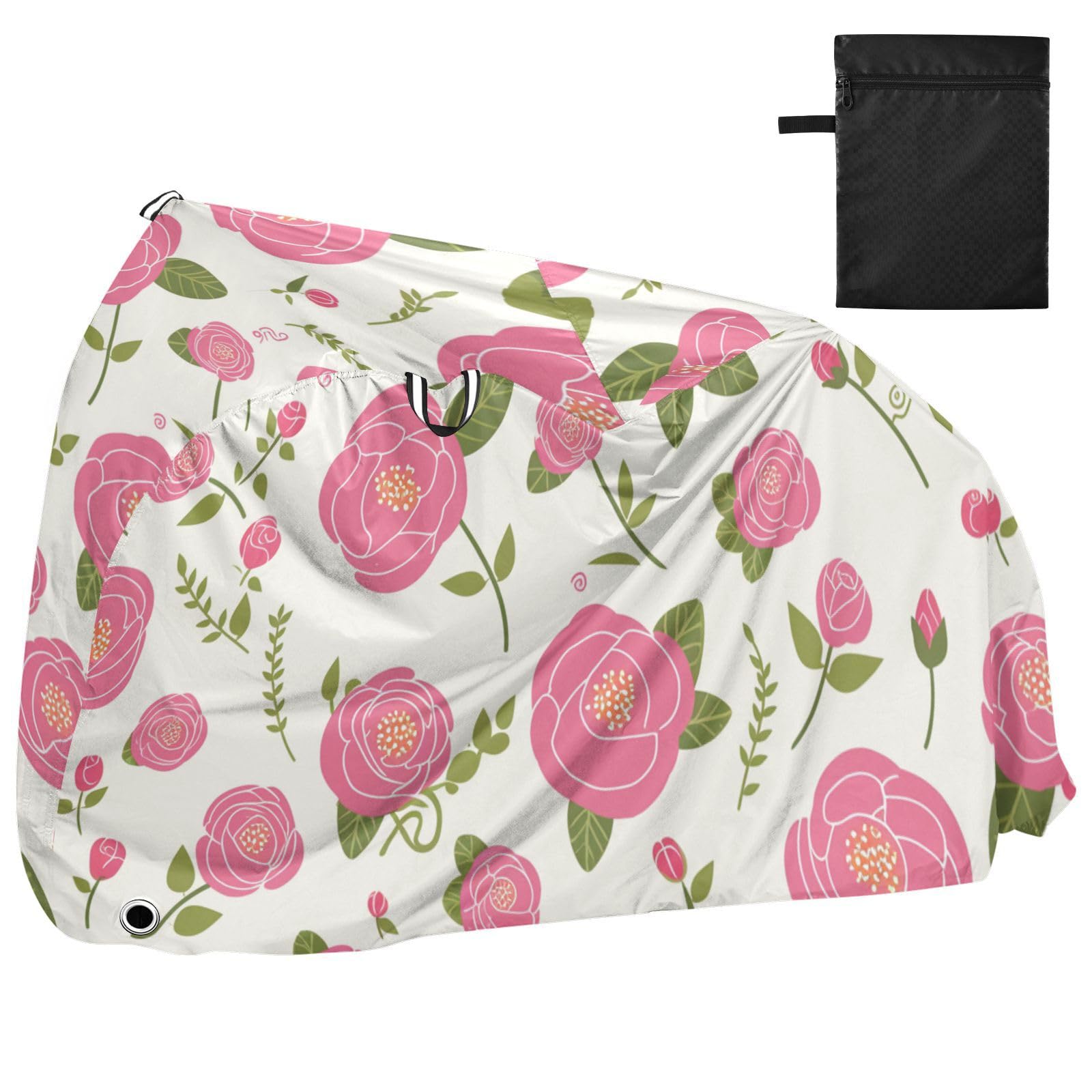 Housse de vélo imperméable avec trous de verrouillage pour intérieur ou extérieur - Convient à la plupart des vélos de vélo - Rose pêche