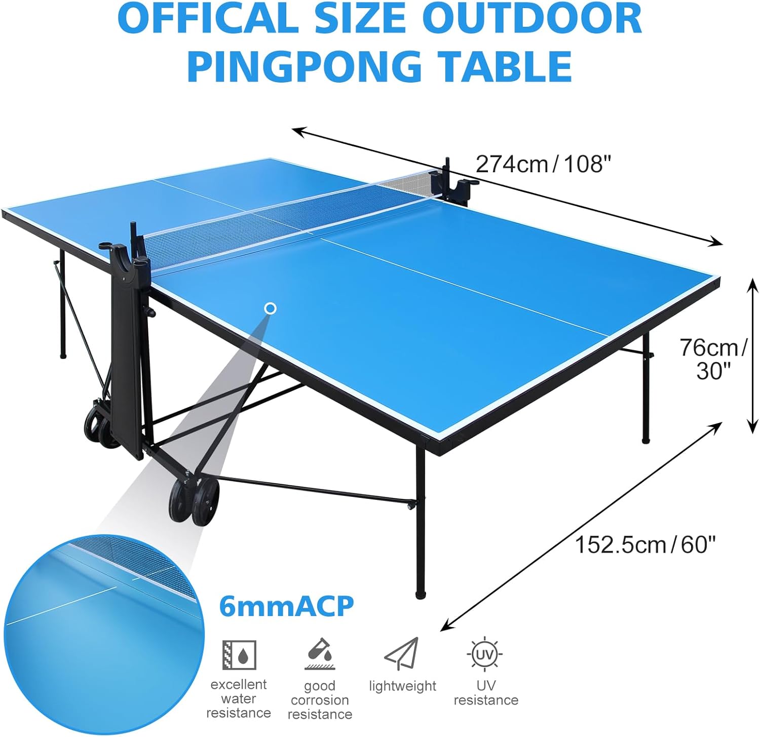 Offical Size Table Tennis Game Set - Indoor/Outdoor Portable Table Tennis Game with Net, 2 Table Tennis Paddles and 3 Balls