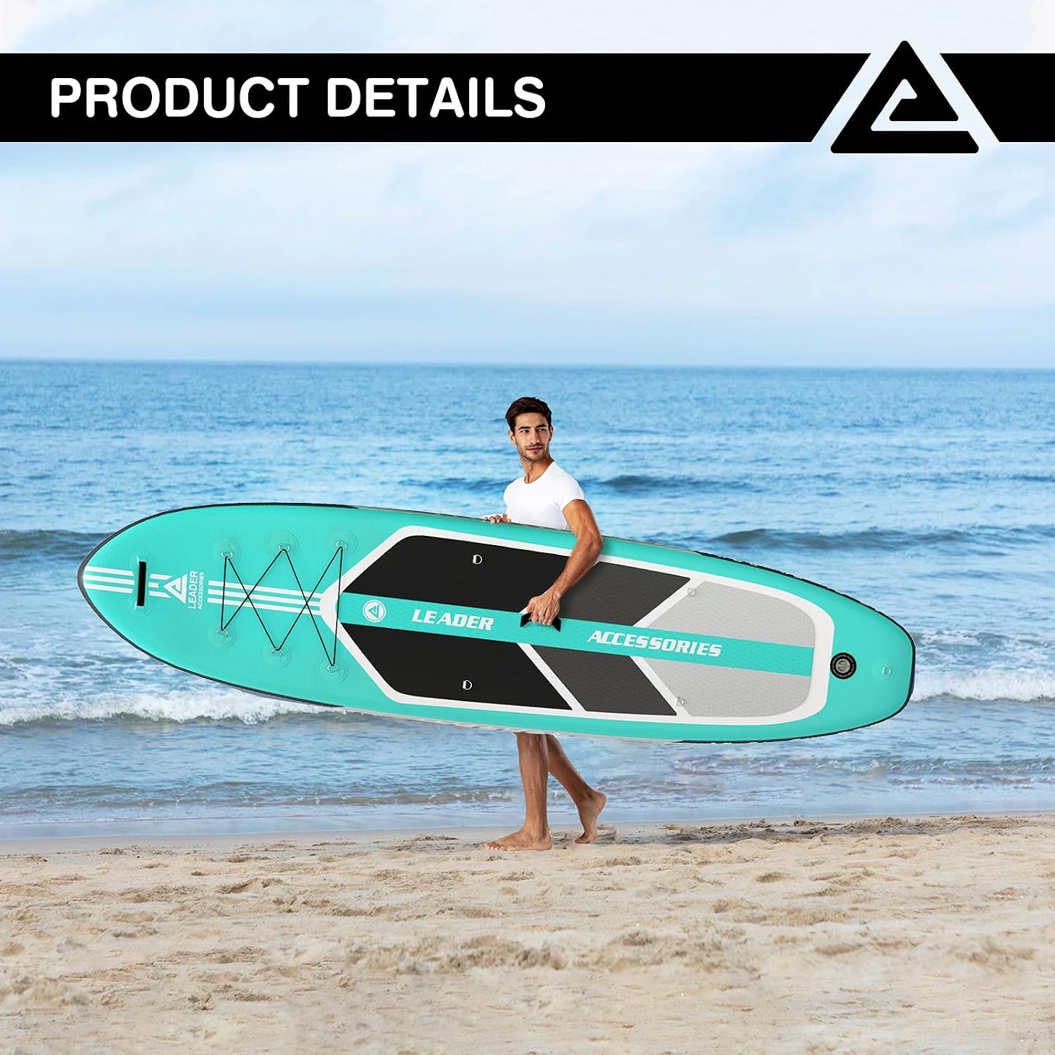 Leader Accessories Inflatable Stand Up Paddle Board with Premium SUP Accessories, Adjustable Paddle, ISUP Backpack, Hand Pump, Non-Slip Deck for Youth & Adult, 10'6" x 32" x 6"