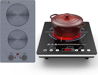 GIHETKUT Single and Double Induction Cooktop, 110V Electric Stove with 9 Power Levels, LED Touch Screen, Kids Lock & Timer, Overheat Protection,touch control 2 burner Induction cooktop
